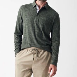 Faherty Luxe Organic Cotton Heather Long Sleeve Polo